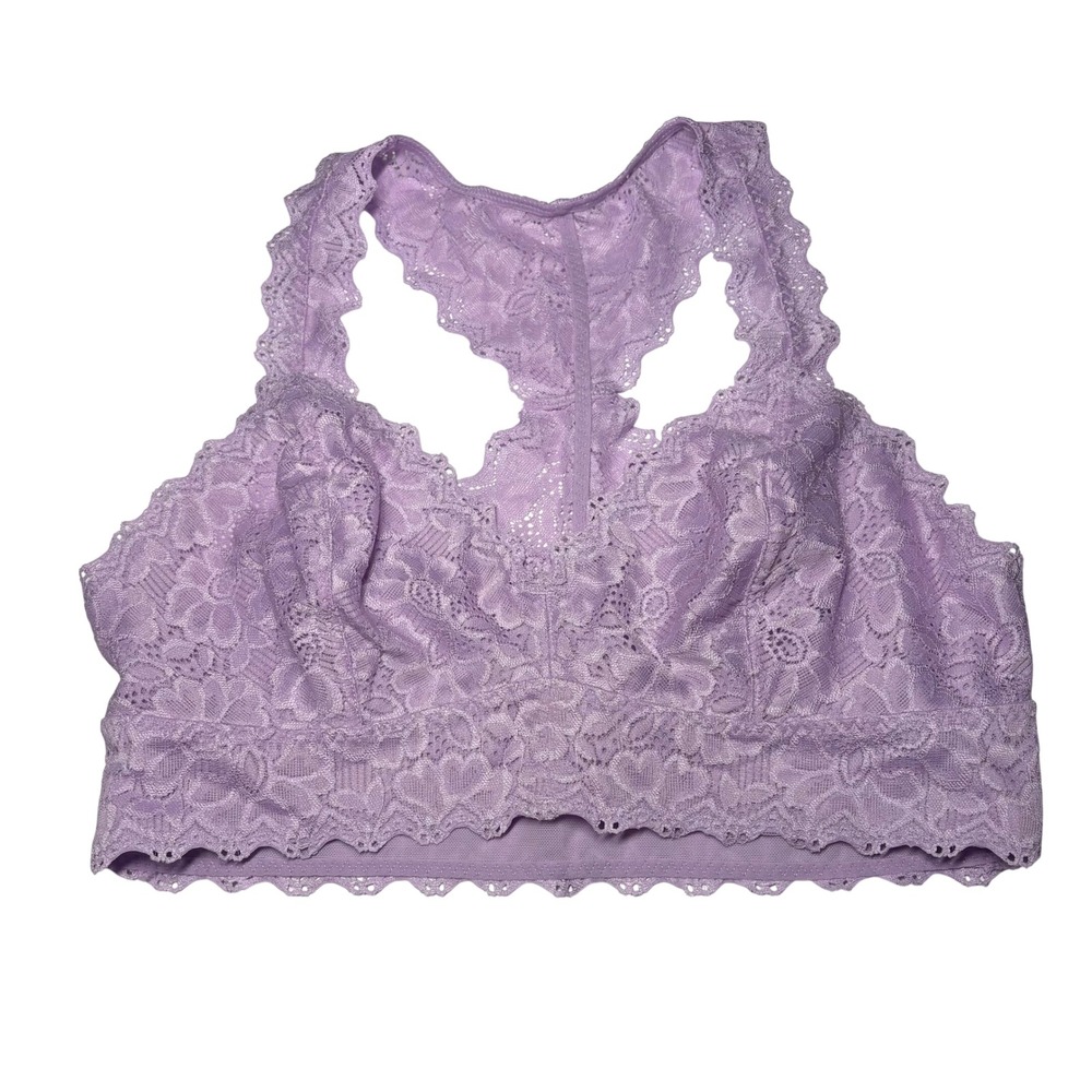 Jezebel NWOT Womens Lavender Floral Lace Racerback Bralette Style 28044 Size M